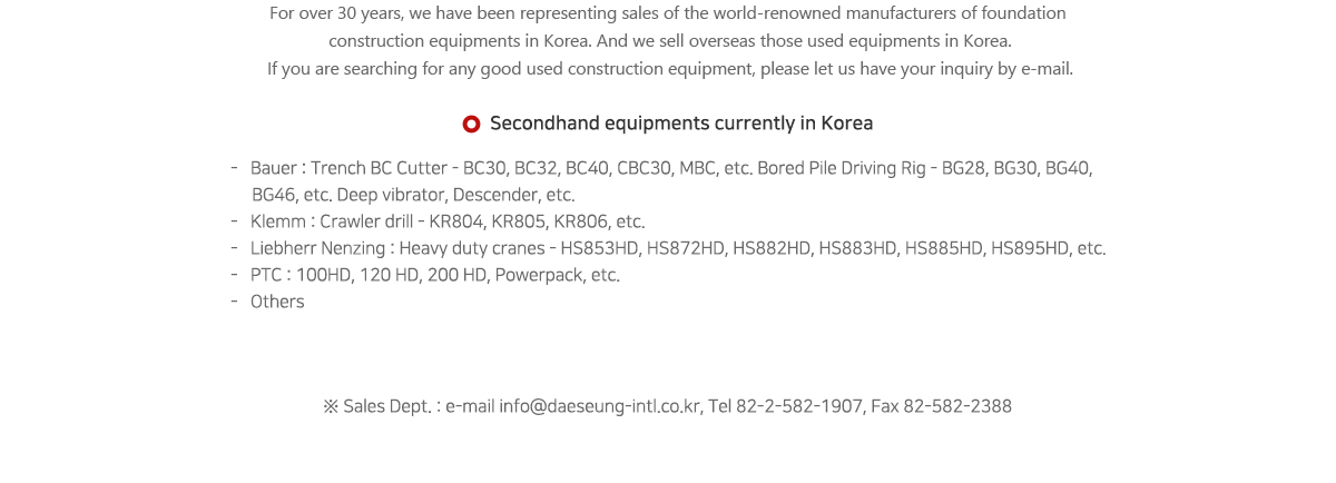 Secondhand Equipments